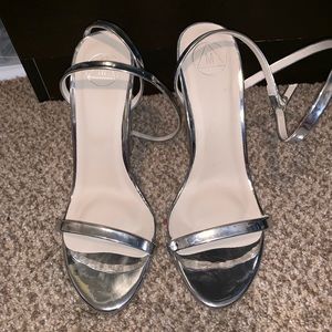 Silver Block Heels